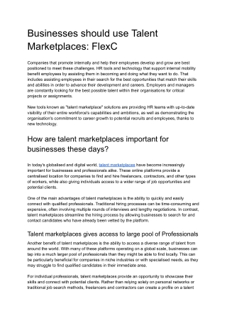 Businesses should use Talent Marketplaces_ FlexC