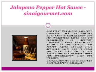 Jalapeno Pepper Hot Sauce - sinaigourmet.com