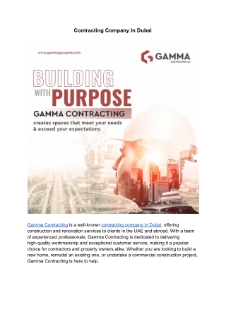 Contracting Company In Dubai | Gamma Contracting