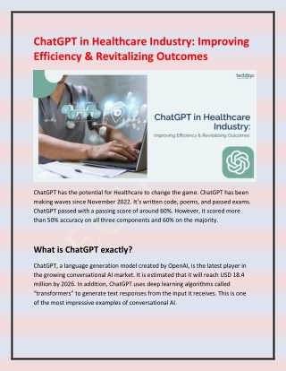 ChatGPT in Healthcare Industry Improving Efficiency & Revitalizing Outcomes