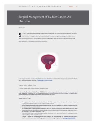 Surgical Management of Bladder Cancer: An Overview