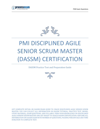 PMI Disciplined Agile Senior Scrum Master (DASSM) Certification | Q & A