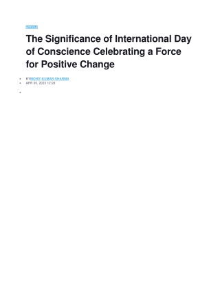 The Significance of International Day of Conscience Celebrating a Force for Positive Change