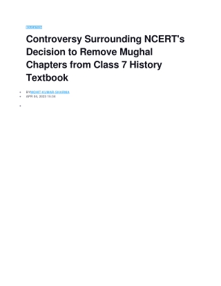 Controversy Surrounding NCERT's Decision to Remove Mughal Chapters from Class 7 History Textbook