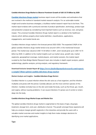 Candida Infections Drugs Market to Observe Prominent Growth of USD 19.73 Billion by 2029