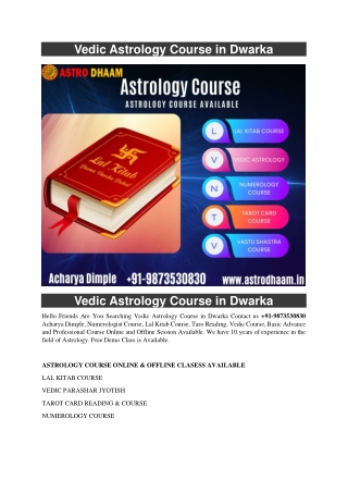 Vedic Astrology Course in Dwarka  91-9873530830