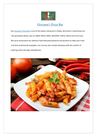 Upto 10% offer Giovanni's Pizza Hervey Bay Bar - Order Now