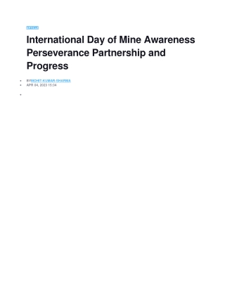 International Day of Mine Awareness Perseverance Partnership and Progress