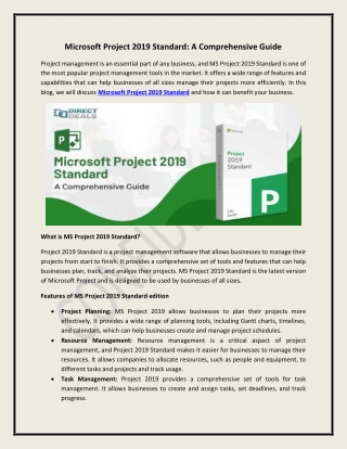 Microsoft Project 2019 Standard: A Comprehensive Guide