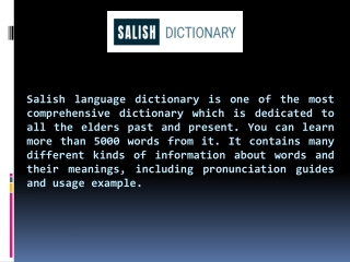 Salish language dictionary