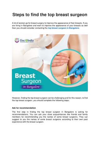 Steps to find the top breast surgeon: Docplus India