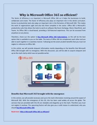 Why is Microsoft Office 365 so efficient