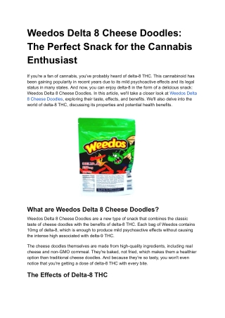 Weedos Delta 8 Cheese Doodles_ The Perfect Snack for the Cannabis Enthusiast