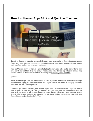 How the Finance Apps Mint and Quicken Compare