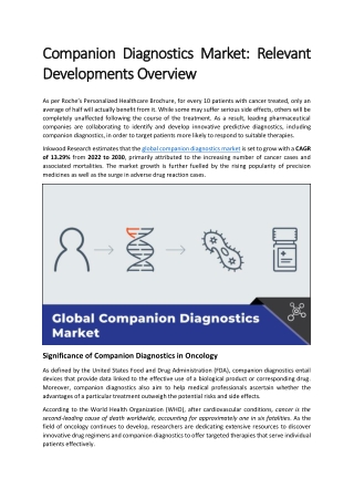 Companion Diagnostics Market: Relevant Developments Overview
