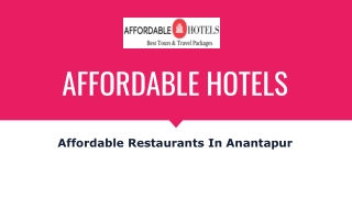 Affordable hotels in anantapur