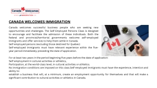 CANADA WELCOMES IMMIGRATION