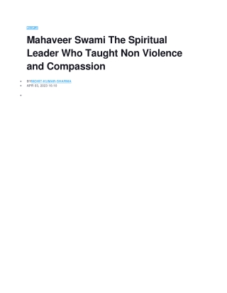 Mahaveer Swami The Spiritual Leader Who Taught Non Violence and Compassion