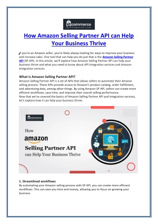 How Amazon Selling Partner API can Help Your Business Thrive