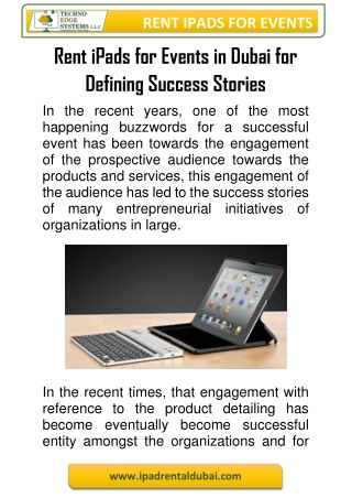 Rent iPads for Events in Dubai for Defining Success Stories