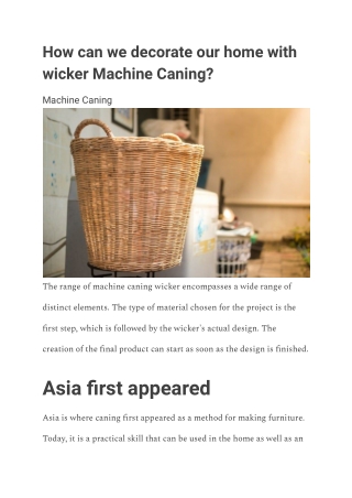 How can we decorate our home with wicker Machine Caning