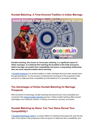 Kundali Matching_ A Time-Honored Tradition in Indian Marriage