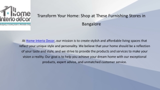 Transform Your Home Shop at These Furnishing Stores in Bangalore