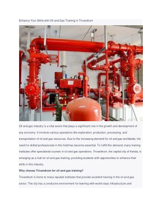 Enhance Your Skills with Oil and Gas Training in Trivandrum