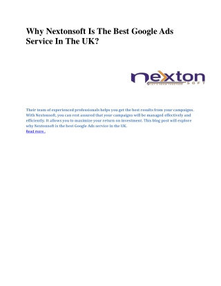 Why Nextonsoft Is The Best Google Ads Service In The UK