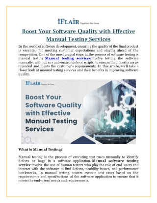 Boost Your Software Quality with Effective Manual Testing Services