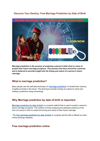 Discover Your Destiny_ Free Marriage Prediction by Date of Birth