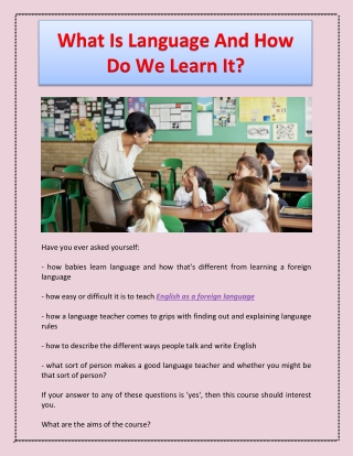 What Is Language And How Do We Learn It?