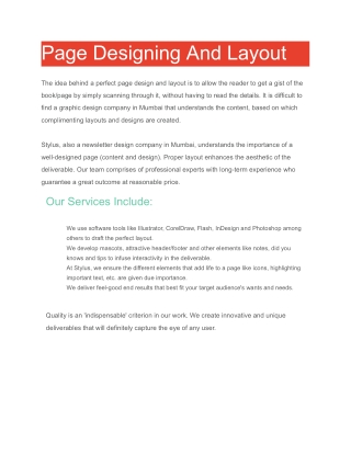 Page Designing And Layout