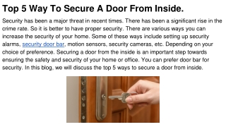 Top 5 Way To Secure A Door From Inside.