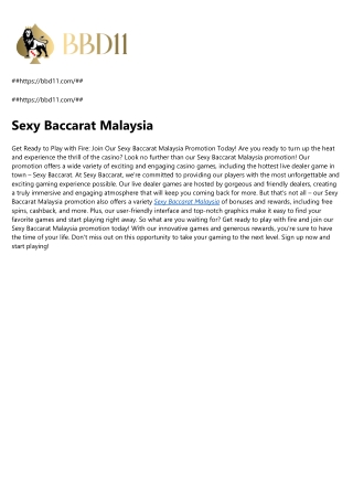 Sexy Baccarat Malaysia