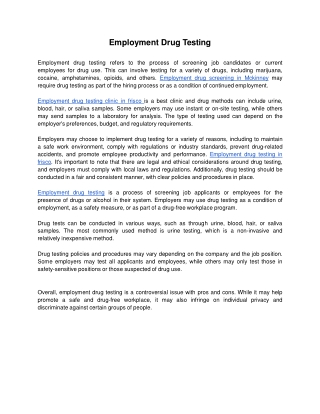 Employment Drug Testing