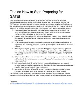 Tips on How to Start Preparing for GATE