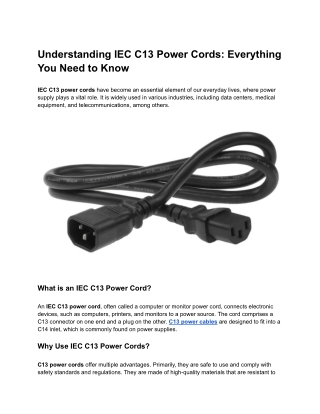 Understanding IEC C13 Power Cords_ Everything You Need to Know