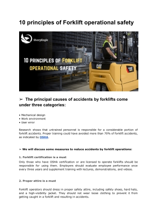 10 principles of Forklift operational safety