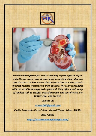 Best Nephrologist In Ajmer | Drravikumarnephrologist.com