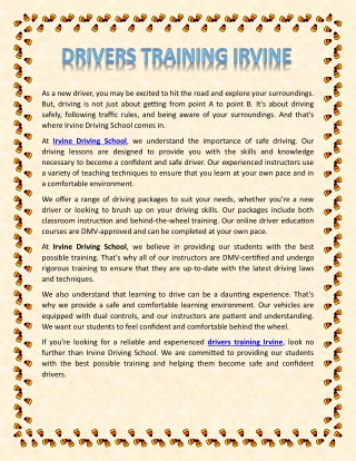 Drivers Training Irvine