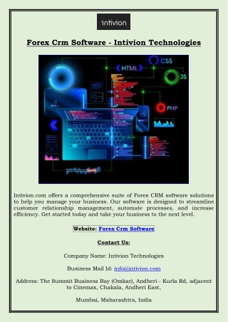 Forex Crm Software - Intivion Technologies