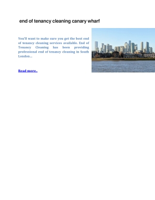 end of tenancy cleaning canary wharf
