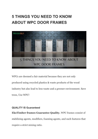 5 THINGS YOU NEED TO KNOW ABOUT WPC DOOR FRAMES