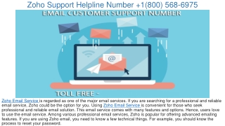 1(800) 568-6975 Zoho Customer Support