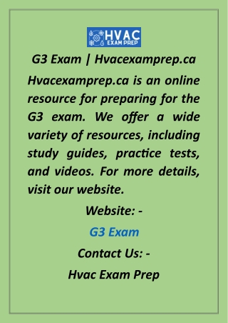 G3 Exam  Hvacexamprep.ca