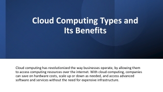 Cloud Computing and its benefit