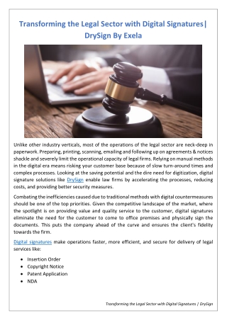 Transforming the Legal Sector with Digital Signatures| DrySign By Exela