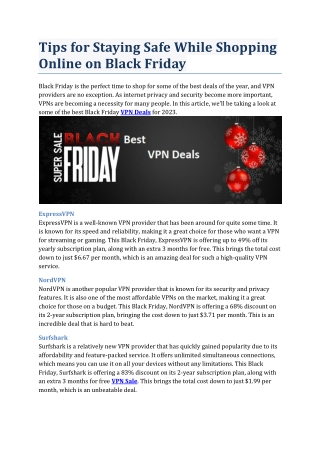 Tips for Staying Safe While Shopping Online on Black Friday - VPN Deals