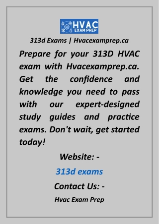 313d Exams  Hvacexamprep.ca